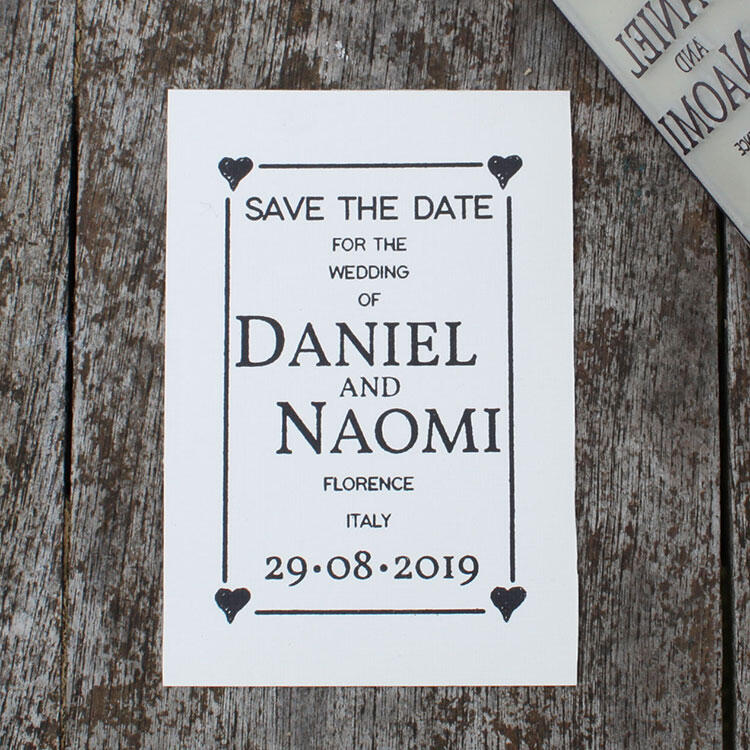 personalised save the date wedding rubber stamp
